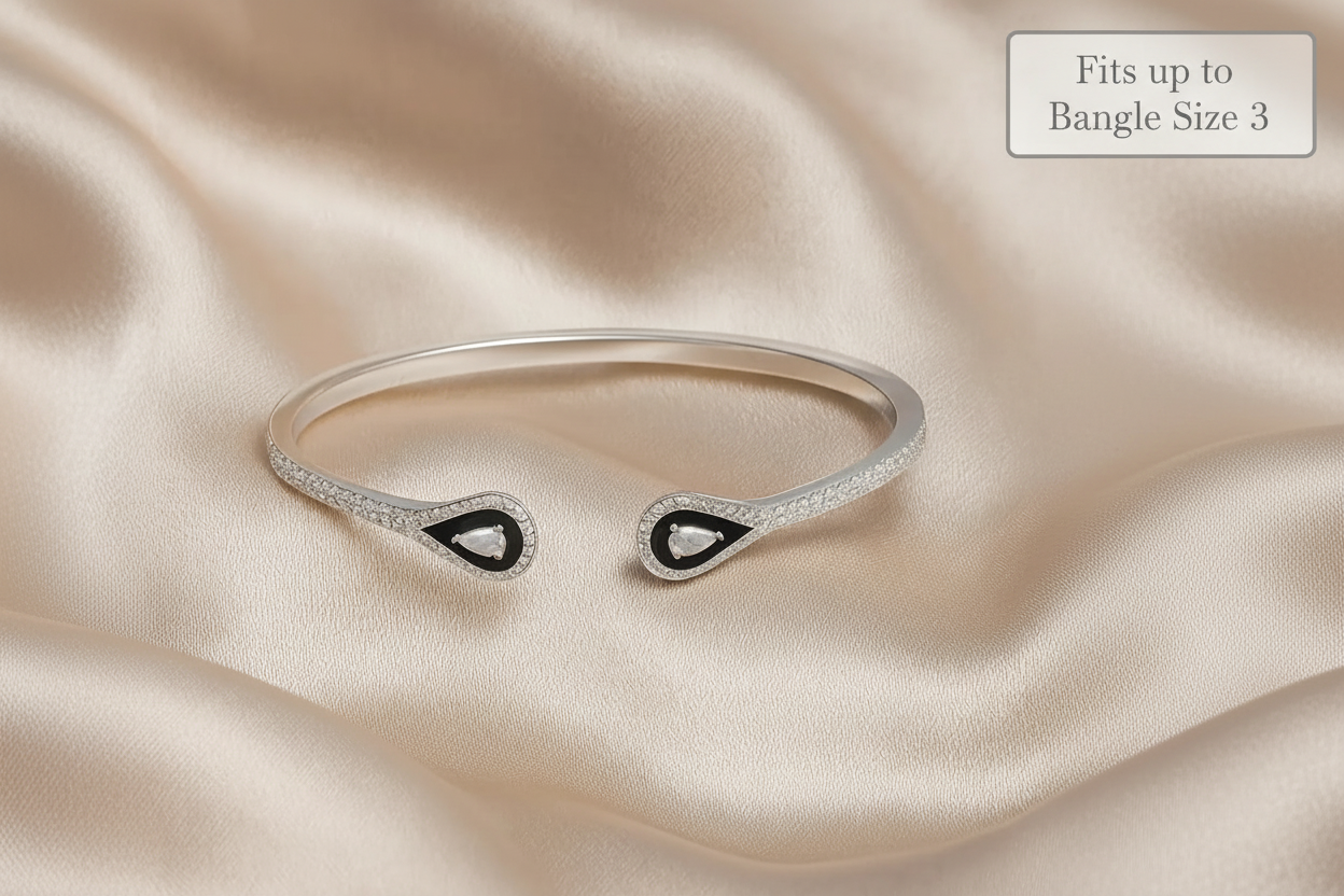 Mashha 925 Silver Eterna Noir Cuff bangle Mashha
