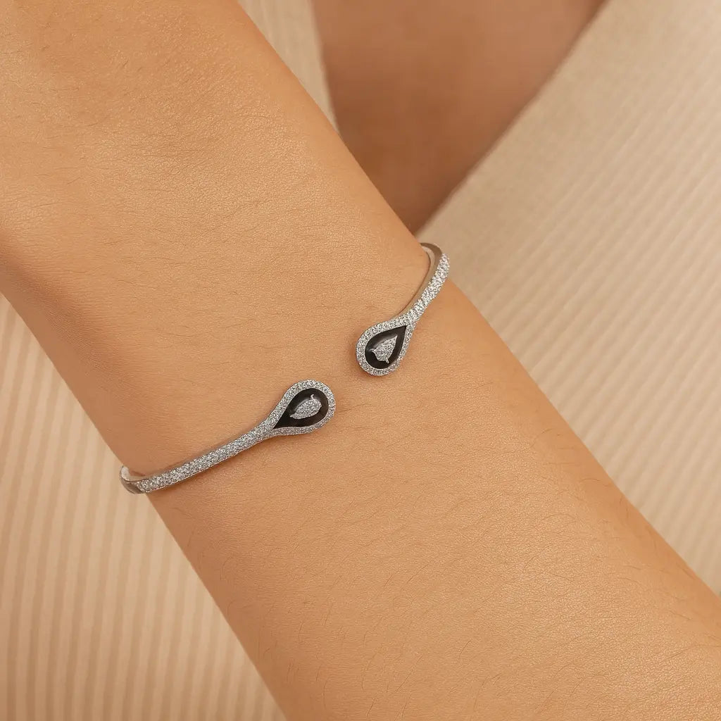 Mashha 925 Silver Eterna Noir Cuff bangle Mashha