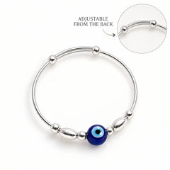 Mashha 925 Silver Evil Eye Baby Bangle (Pair) Mashha