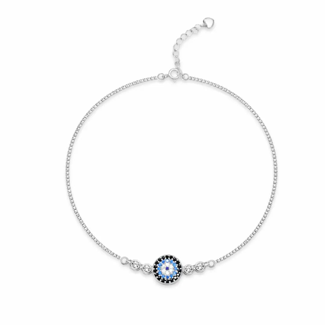 Mashha 925 Silver Evil Eye Silver Anklet Pair Mashha