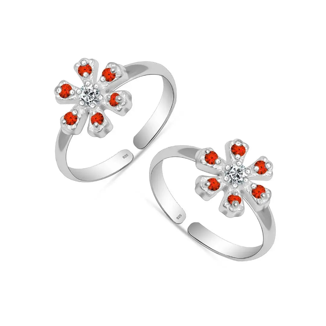 Mashha 925 Silver Floral Spark Toe Ring Mashha