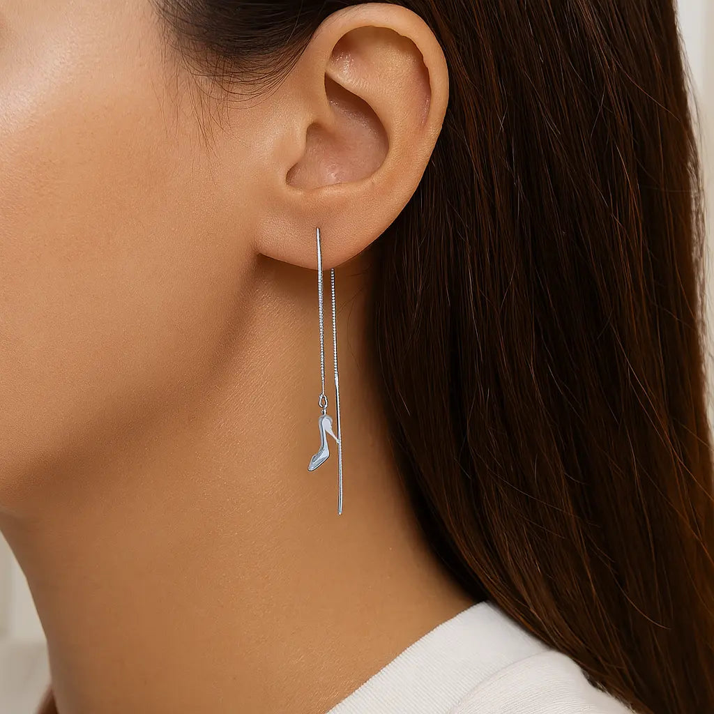 Mashha 925 Silver Glam Stiletto Sui Dhaga Earrings Mashha