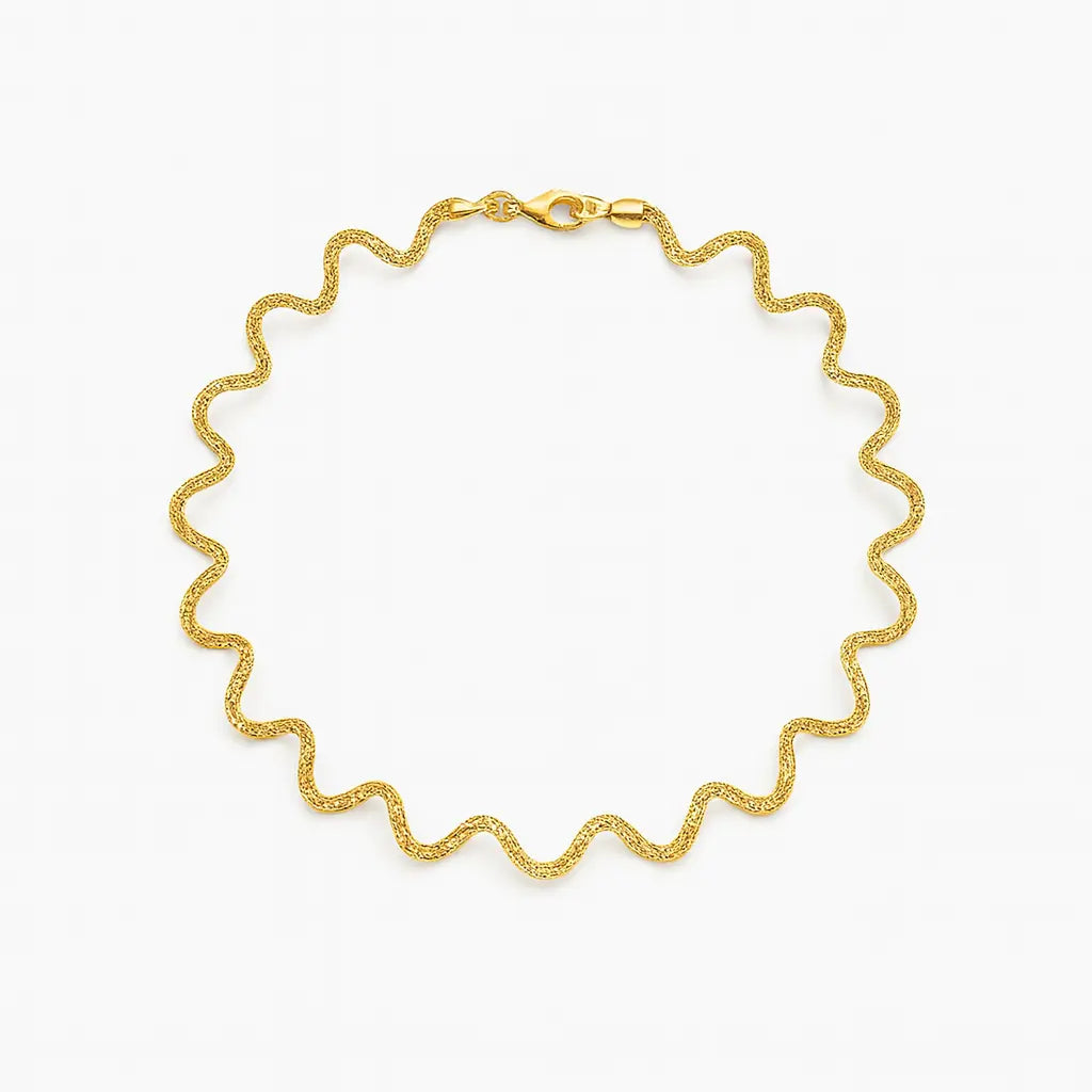 Mashha 925 Silver Golden Wave Anklet Mashha