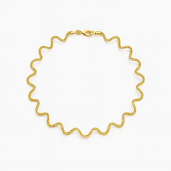 Mashha 925 Silver Golden Wave Anklet Mashha