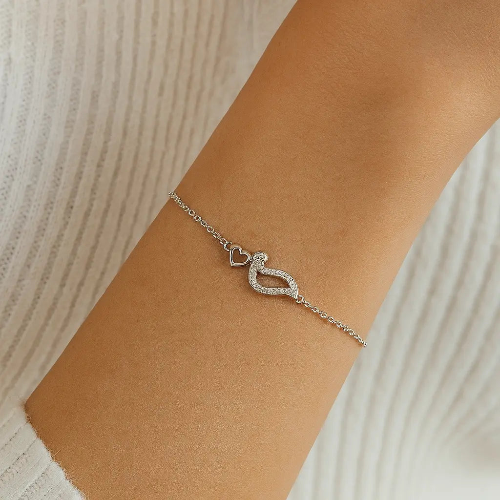 Mashha 925 Silver Harvard Love Chain Bracelet Mashha