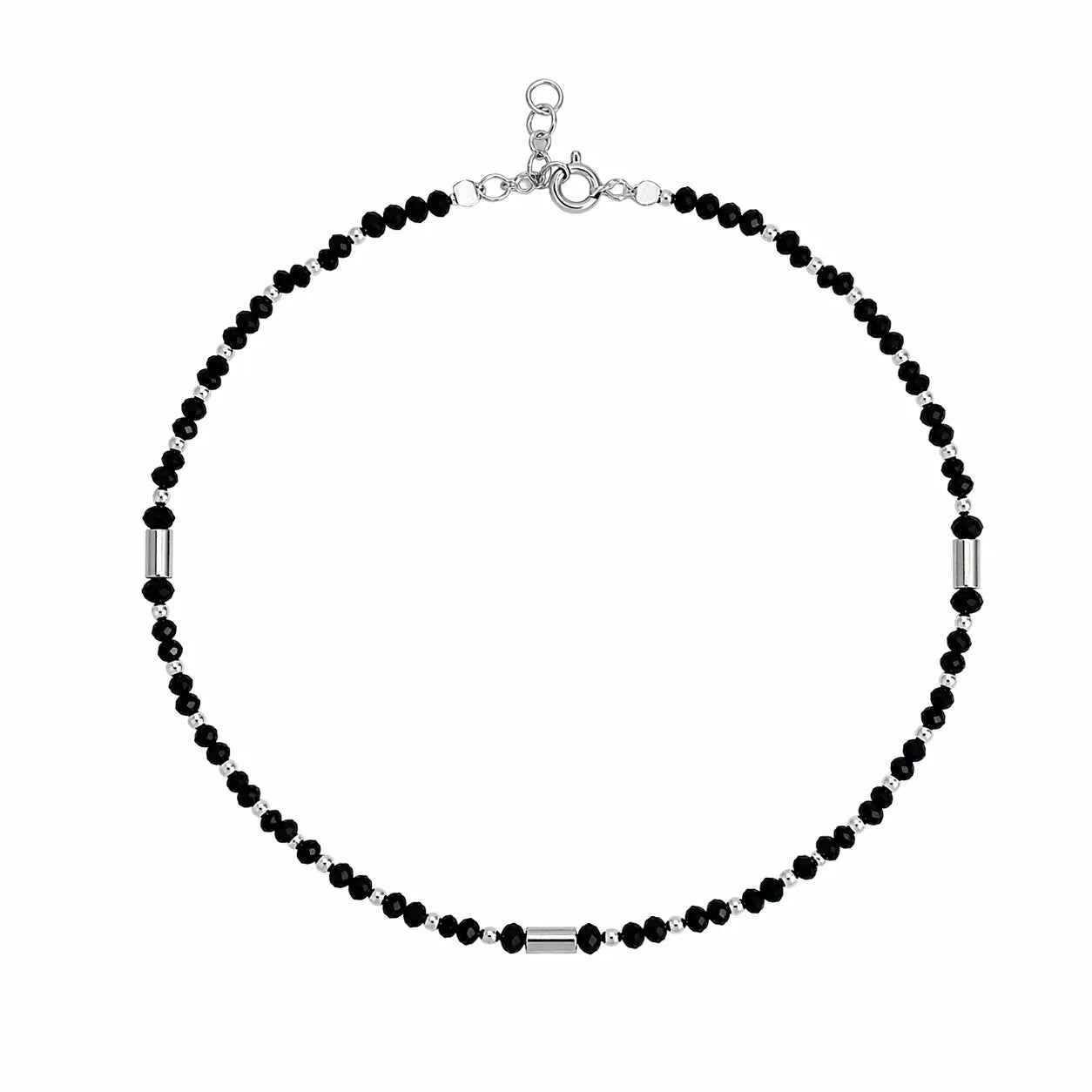 Mashha 925 Silver Hematite & Crystal Silver Anklet Mashha
