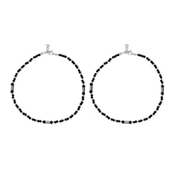 Mashha 925 Silver Hematite & Crystal Silver Anklet Mashha