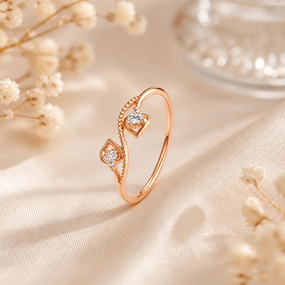 Mashha 925 Silver Love Link Spark Ring (Rose Gold) Mashha