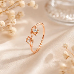 Mashha 925 Silver Love Link Spark Ring (Rose Gold) Mashha