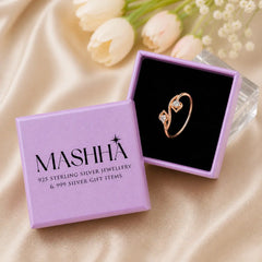Mashha 925 Silver Love Link Spark Ring (Rose Gold) Mashha