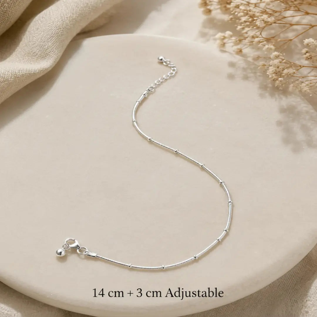 Mashha 925 Silver Luna Link Anklet Mashha