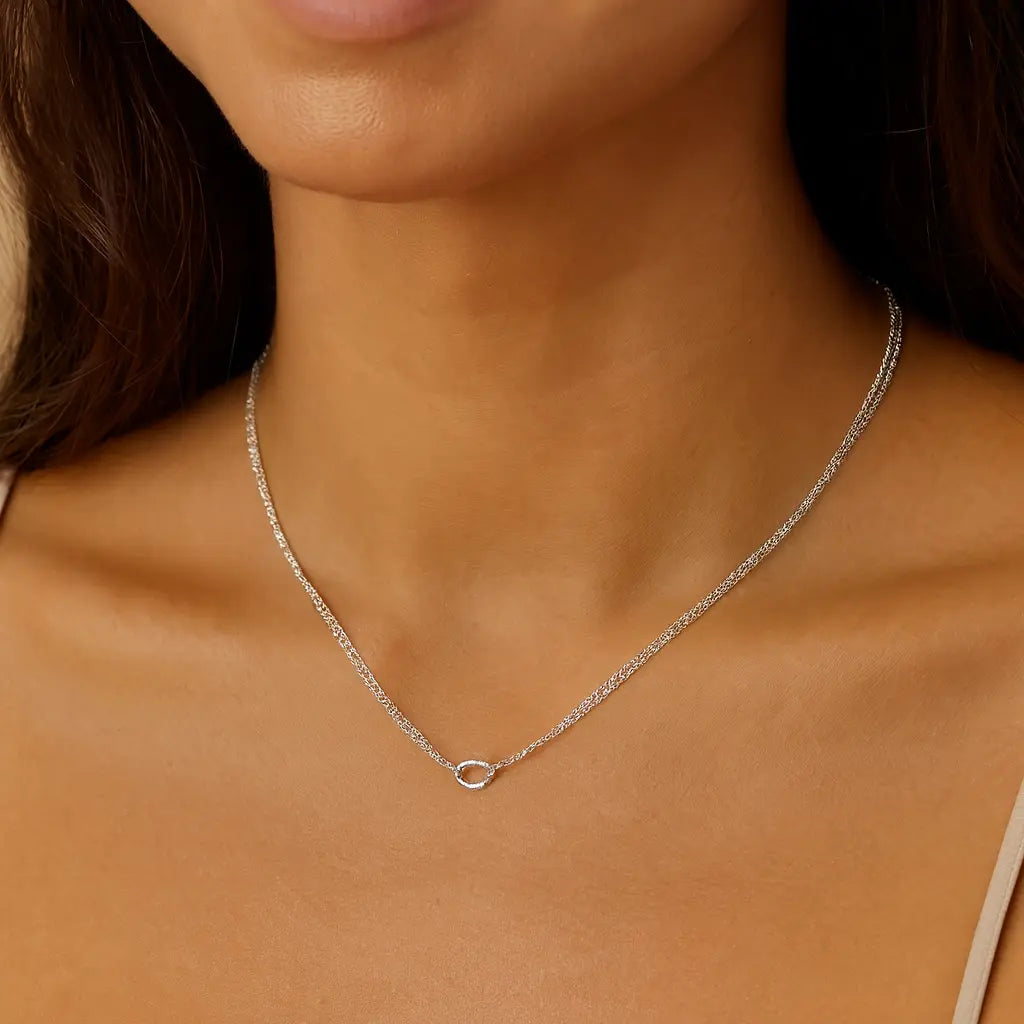 Mashha 925 Silver Luna Loop Sterling Silver Necklace Mashha
