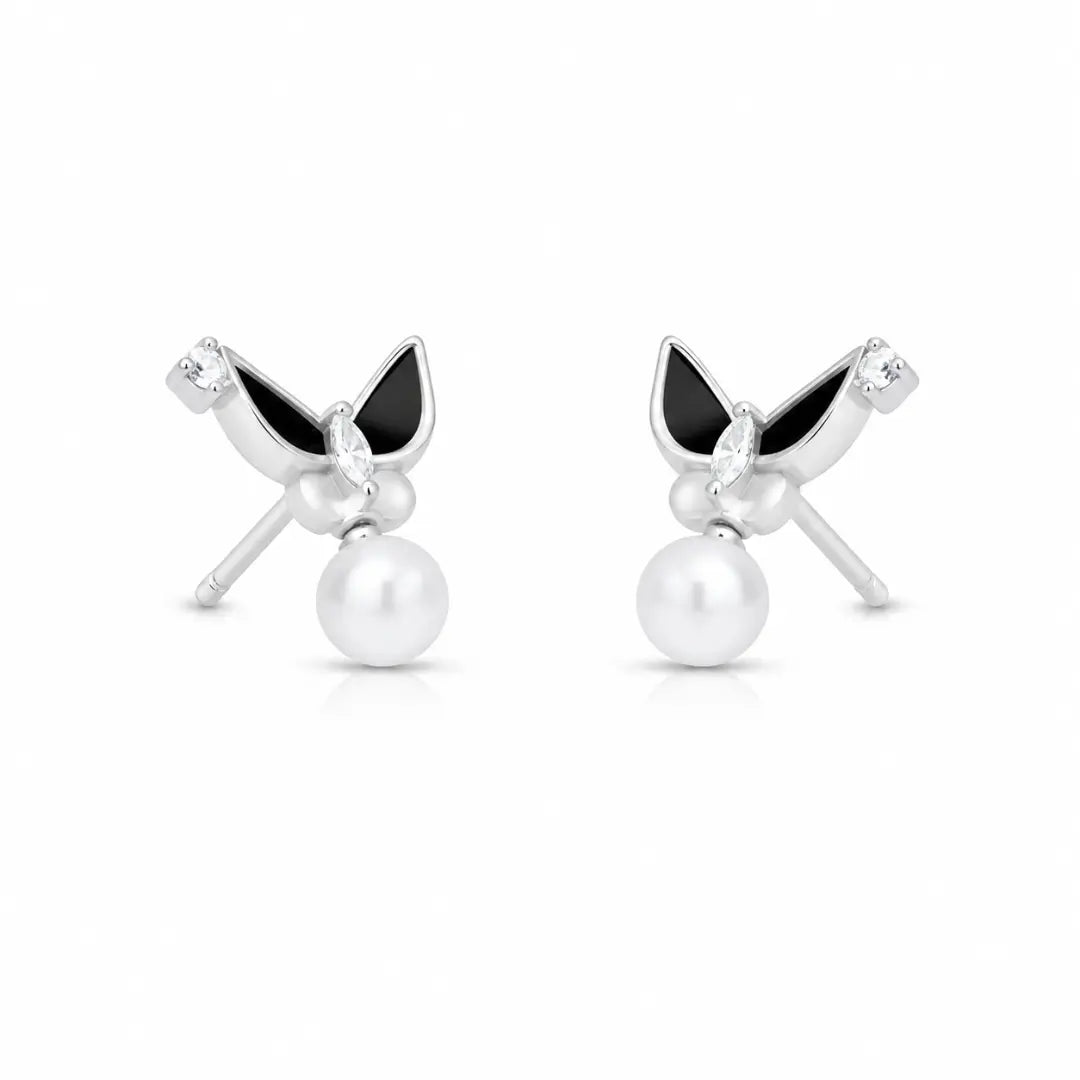Mashha 925 Silver Midnight Titli Studs Mashha