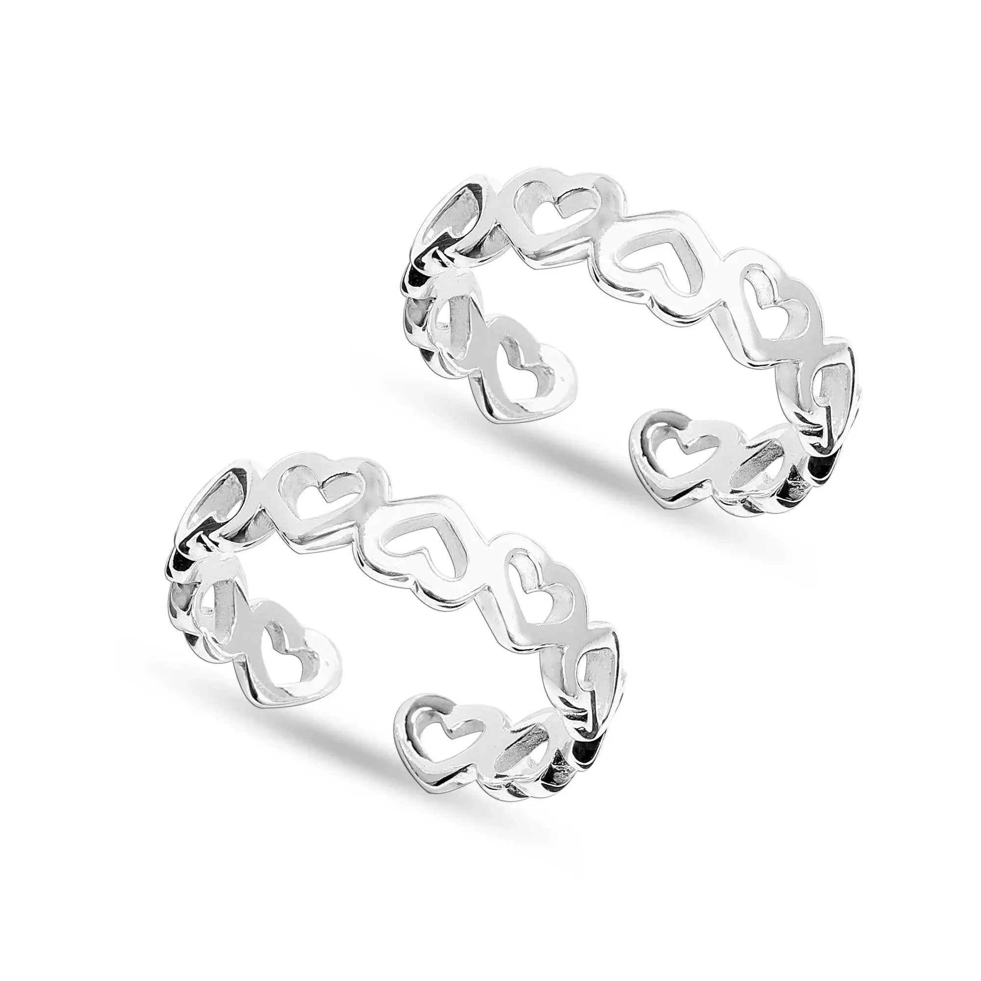 Mashha 925 Silver Open Heart Toe Rings Mashha