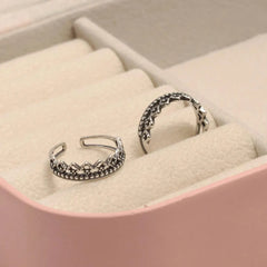 Mashha 925 Silver Oxidised Silver Crown Toe Ring Mashha