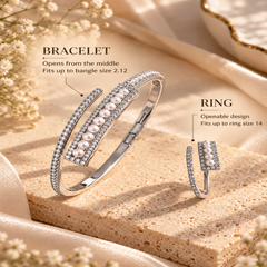 Mashha 925 Silver Celeste Pearl Luxe Bracelet & Ring Set