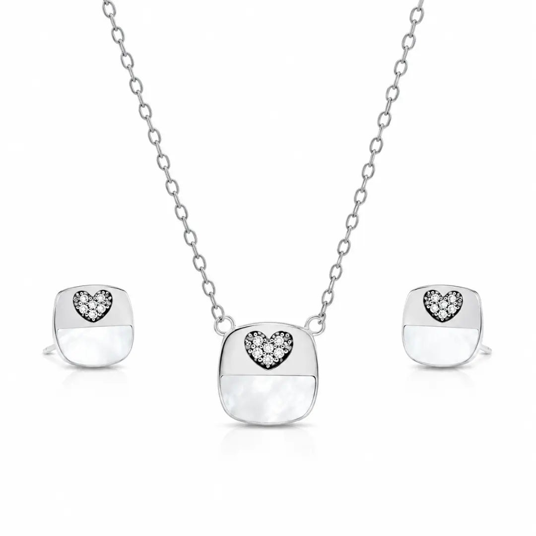 Mashha 925 Silver Rhodium Plated Amara Glow Set Mashha