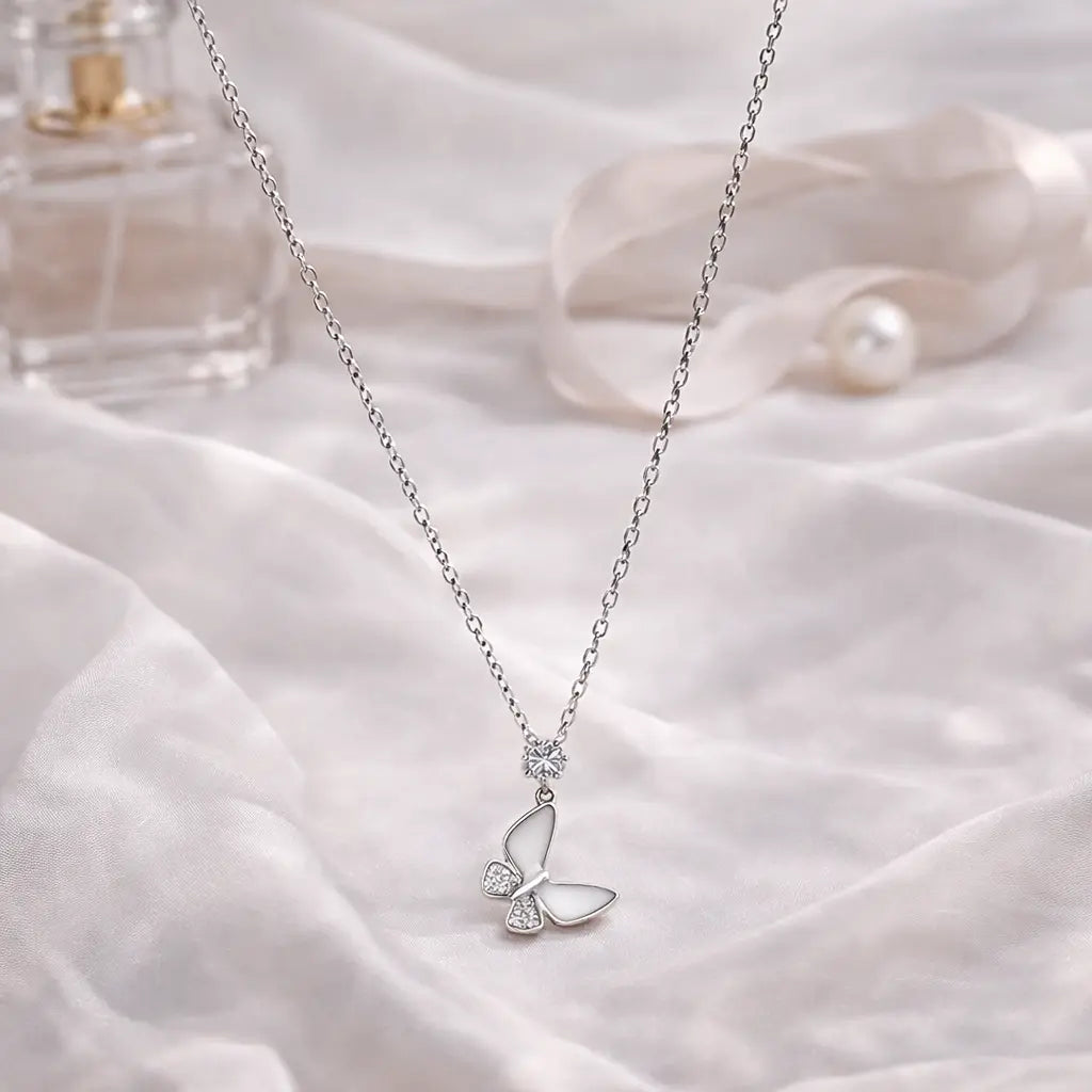 Mashha 925 Silver Rhodium Plated Silver Butterfly Pendant Mashha