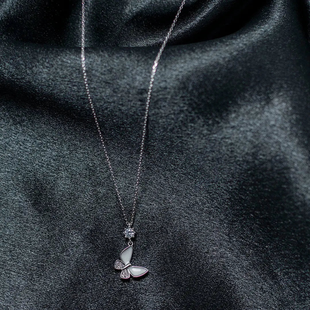 Mashha 925 Silver Rhodium Plated Silver Butterfly Pendant Mashha