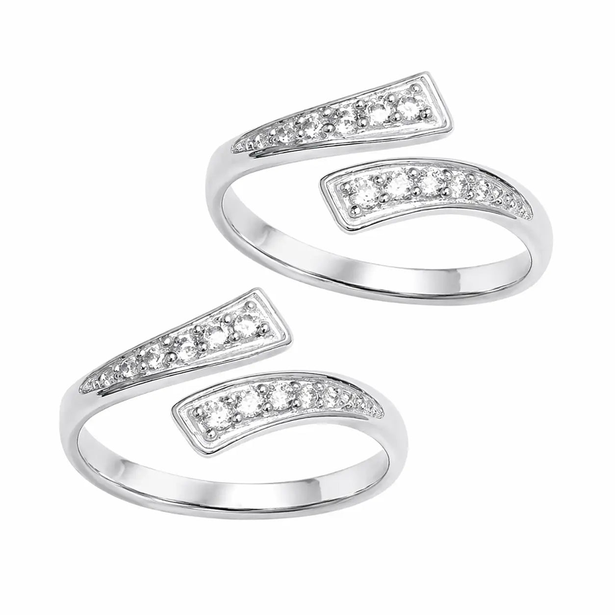 Mashha 925 Silver Adjustable Toe Rings with CZ Detailing Mashha