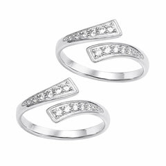 Mashha 925 Silver Adjustable Toe Rings with CZ Detailing Mashha