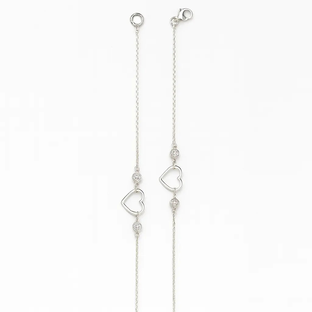 MASHHA 925 Silver Heart Charm Anklet (Pair) Mashha