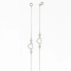 MASHHA 925 Silver Heart Charm Anklet (Pair) Mashha