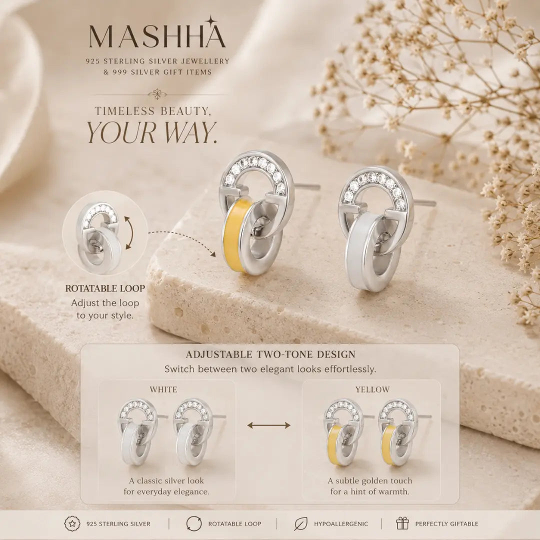 Mashha 925 Silver Office 9 to 5 Earrings Mashha