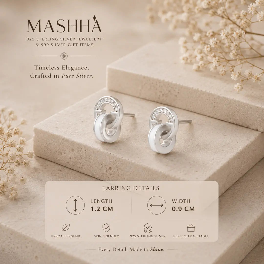 Mashha 925 Silver Office 9 to 5 Earrings Mashha
