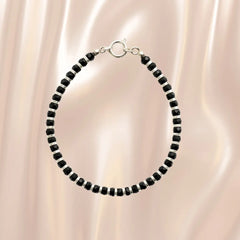 Black Bead Silver Spacer Bracelet Mashha