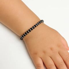 Black Bead Silver Spacer Bracelet Mashha
