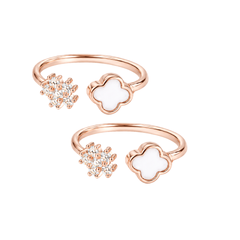 Mashha 925 Silver Clover Frost Toe Rings