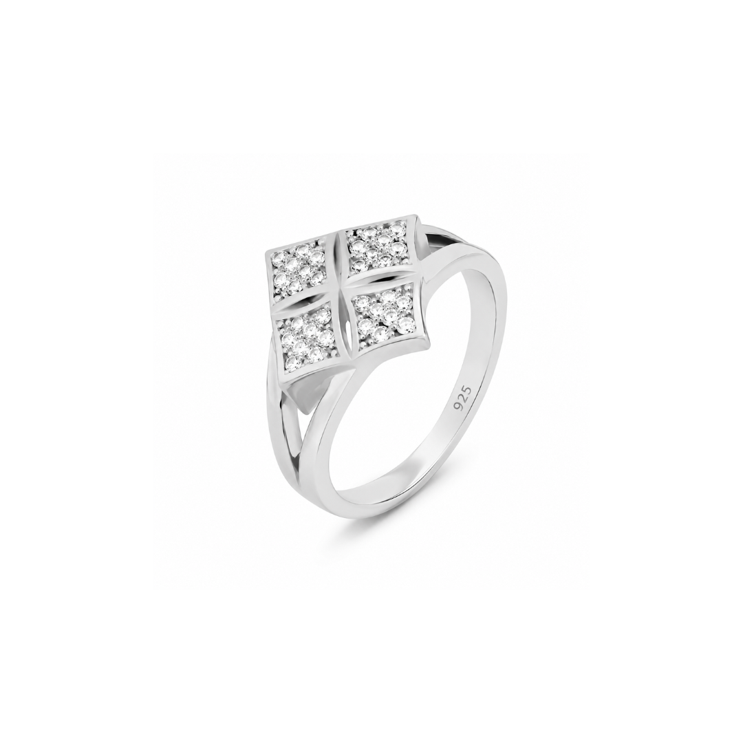 Geometric Sparkle Sterling Silver Ring Mashha