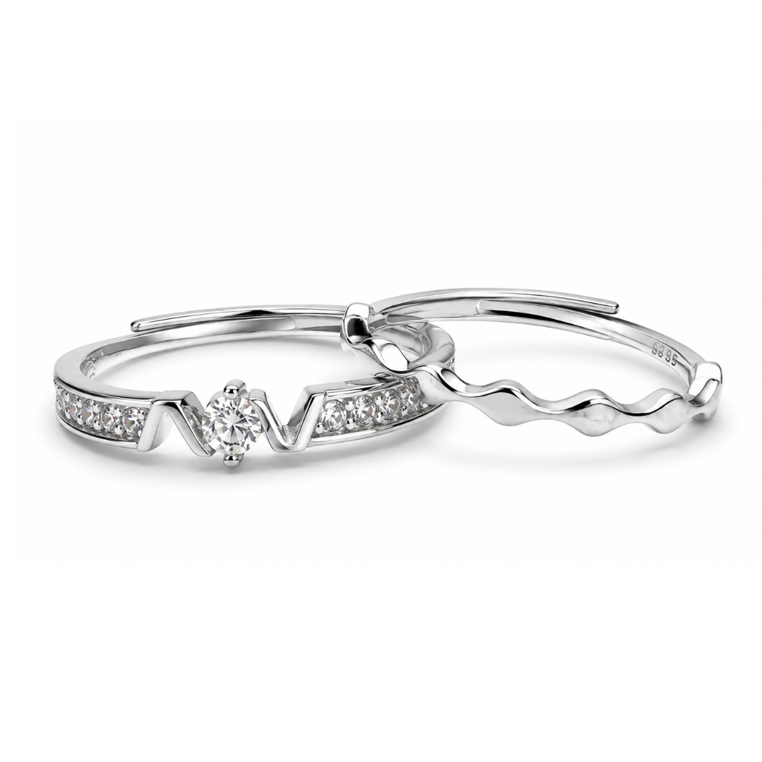 Mashha 925 silver rhodium plated Slay The Day Set of 2 rings Mashha