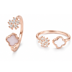 Mashha 925 Silver Clover Frost Toe Rings