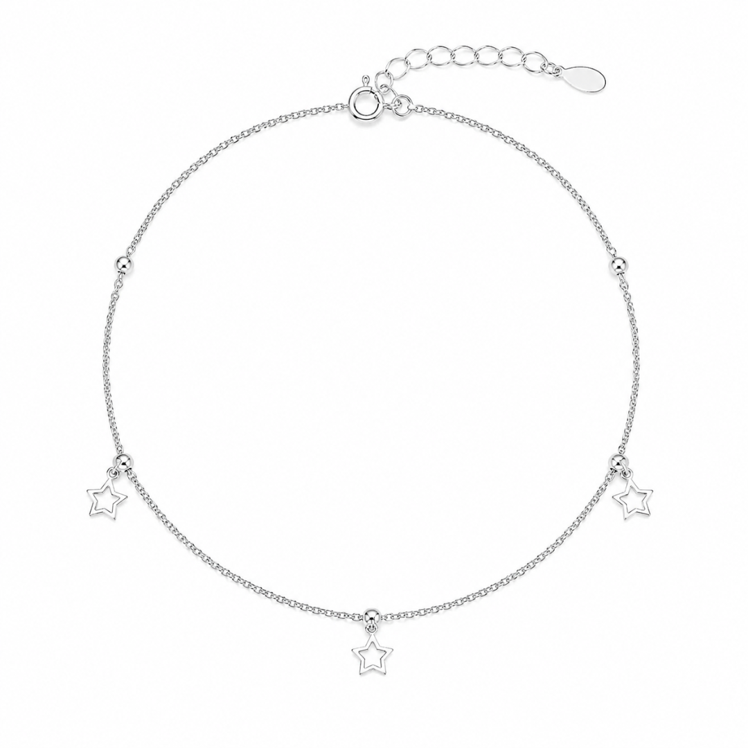 Mashha 925 Silver Rhodium Plated Celeste Star Anklet Mashha