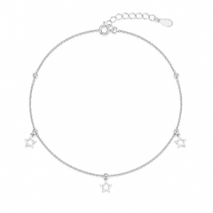 Mashha 925 Silver Rhodium Plated Celeste Star Anklet Mashha