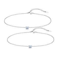 Elegant Solitaire Silver Anklet