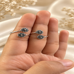 Mashha 925 Silver Vintage Daisy Wrap Toe Ring