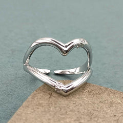 Mashha 925 Sterling Silver Open Heart Ring (Adjustable)