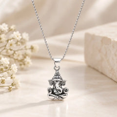 Lord Ganesha 925 Silver Pendant with Chain Mashha