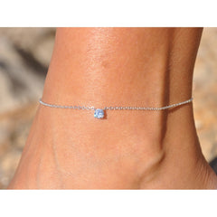 Elegant Solitaire Silver Anklet