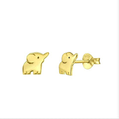 Gold elephant-shaped earrings on a white background