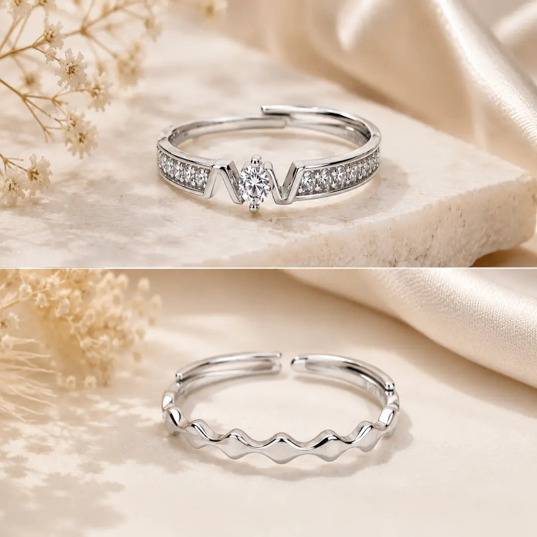 Mashha 925 silver rhodium plated Slay The Day Set of 2 rings Mashha