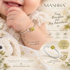 Mashha 925 Silver Blooming Flower Baby Kada (pair) Mashha