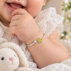 Mashha 925 Silver Blooming Flower Baby Kada (pair) Mashha