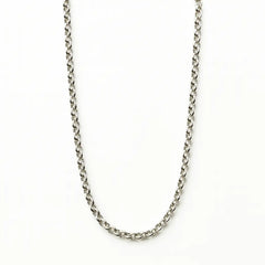 Silver chain necklace on a white background