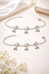 Heart Charm Silver Anklet Set for Babies Mashha