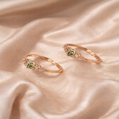 Mashha 925 Silver Rose Gold-Plated Green Stone Toe Rings