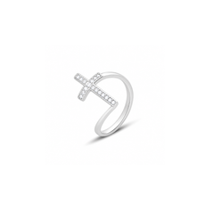 925 Silver Rhodium Plated Faithline Ring